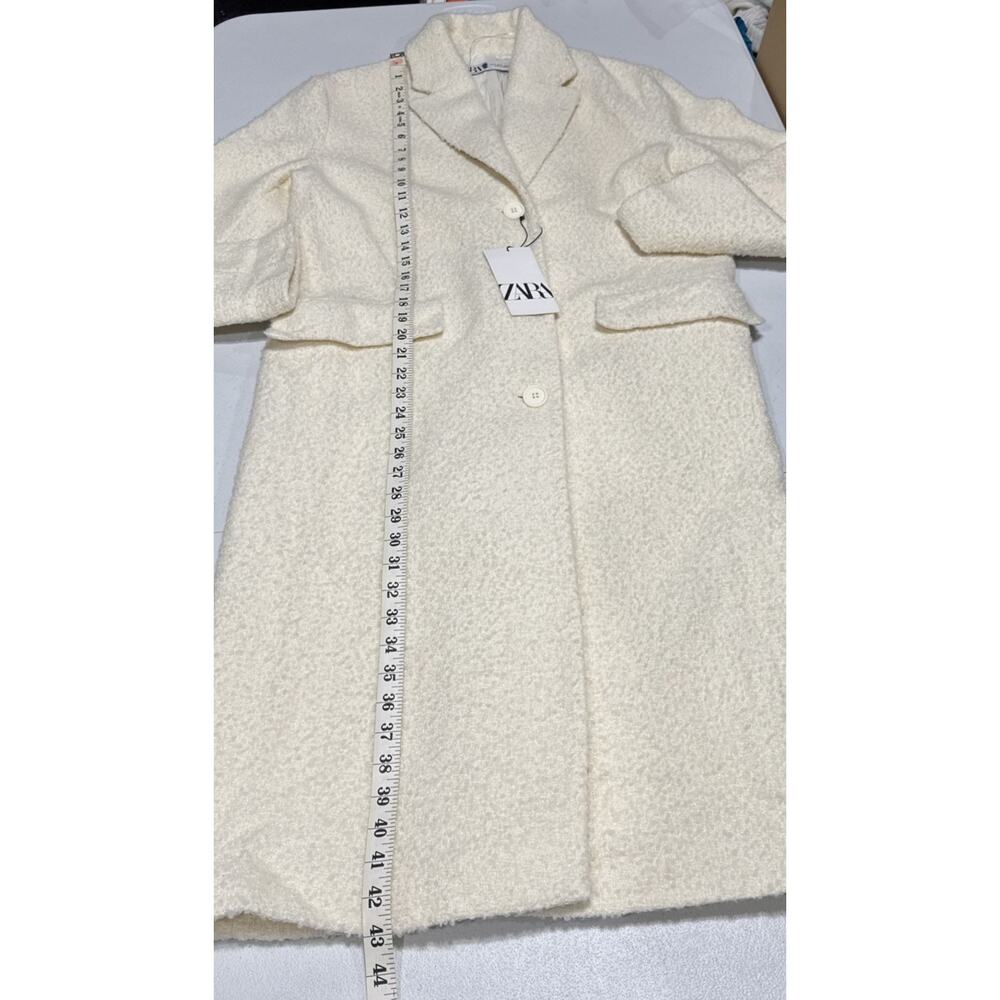ZARA Womens Straight-Cut Wool Blend Coat Ecru/White Small Textured 8471/449/712 - Picture 12 of 13